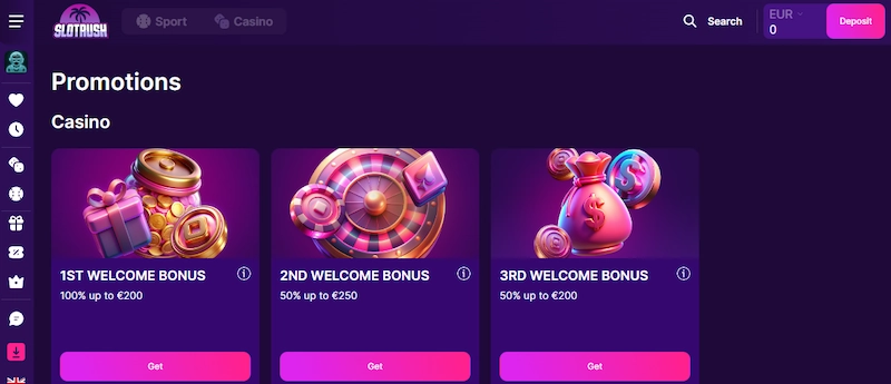 Slotrush Casino welkomstbonussen